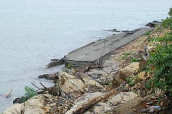 Road in Indonesia damaged by the 2004 Indian Ocean tsunami.