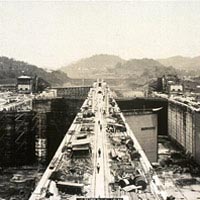Photo of the construction of the Panama Canal
