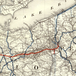 A correct map of a section of the United States showing the allignment [sic] of the Pittsburgh, Marion, and Chicago Railway between Chewton, Penna. and Marion, Ohio and connections.