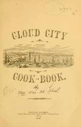 Graphic: cover of the Cloud City Cook Book, with a drawing of mountains and trees.