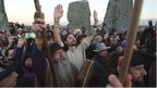 Crowd taking part in the winter solstice ceremony