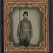 [Private James M. Bash of Company E, 67th Pennsylvania Volunteers in uniform with bayoneted musket] (LOC)