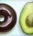 chocolate glazed donut and avocado