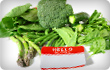 green vegetables and name sticker