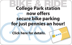 College Park station now offers secure bike parking for just pennies an hour!