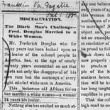 Newspaper reports of Frederick Douglass's marriage to Helen Pitts, 1884. Scrapbook.
