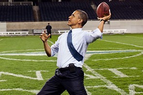 May 20, 2012
''How cool is this,' the President said after he threw a football at Soldier Field following the NATO working dinner in Chicago. I think he was especially excited to be on the home turf of his beloved Chicago Bears.' (Official White House Photo by Pete Souza)

This official White House photograph is being made available only for publication by news organizations and/or for personal use printing by the subject(s) of the photograph. The photograph may not be manipulated in any way and may not be used in commercial or political materials, advertisements, emails, products, promotions that in any way suggests approval or endorsement of the President, the First Family, or the White House.