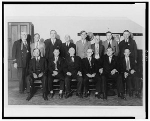 Group portrait of the twelve-man jury selected=