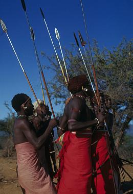 Samburu moran dancing : Barseloi, Kenya,  Name: Cole, Herbert M,  Date: 1970s