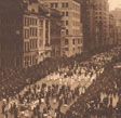 Long view of a suffrage parade in New York City