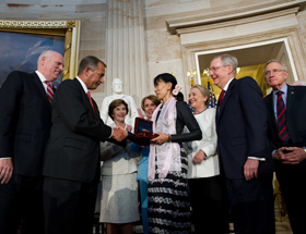 Aung Sun Suu Kyi was presented the Congressional Gold Medal