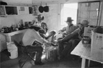 Ninety-Six Ranch buckaroos playing poker at the Hartscrabble line camp, 1978 Trail Drive