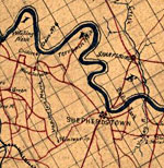 Detail of a map of the northern part of Virginia and West Virginia.