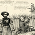 Detail from a political cartoon showing three men.