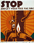 Poster encouraging use of 'fag bag' for disposal of matches