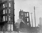 Photograph of buildings at Liberty and Lombard Streets in Baltimore, burned in the 1904 fire.