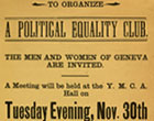 Handbill announcing formation of Geneva Political Equality Club