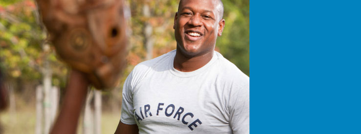 Smiling man wearing an Air Force shirt