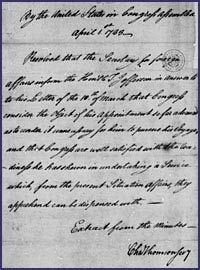 Resolution Releasing Thomas Jefferson from Appointment as Peace Commissioner.