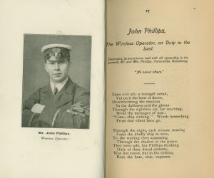 Photograph and poem about John Phillips, pp. 16-17 of "The Chief Incidents of the 'Titanic' Wreck Treated in Verse" 