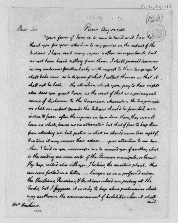 Image 145 of 1288, Thomas Jefferson to Benjamin Hawkins, August 13, 1