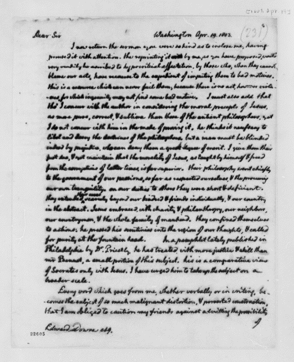 Image 172 of 1207, Thomas Jefferson to Edward Dowse, April 19, 1803