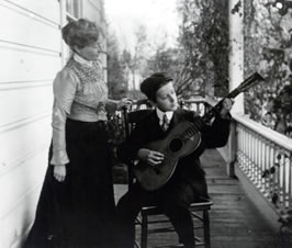 Young Gordon and his music teacher