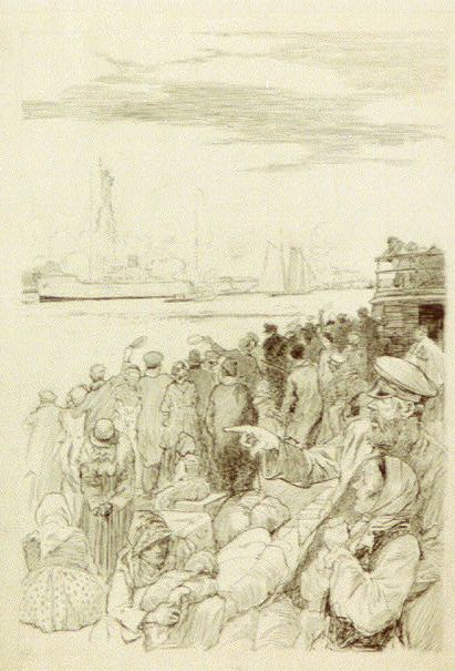 Detail from [Immigrants on deck of steamer]