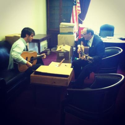 Photo: Took a short break to practice a little guitar with my legislative correspondent, Alex Large.