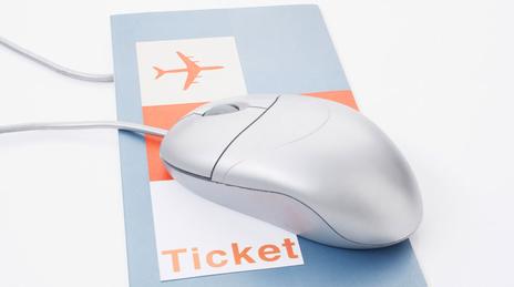 A computer mouse and a ticket
