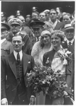 Amelia Earhart standing with Mayor Walker of New York City