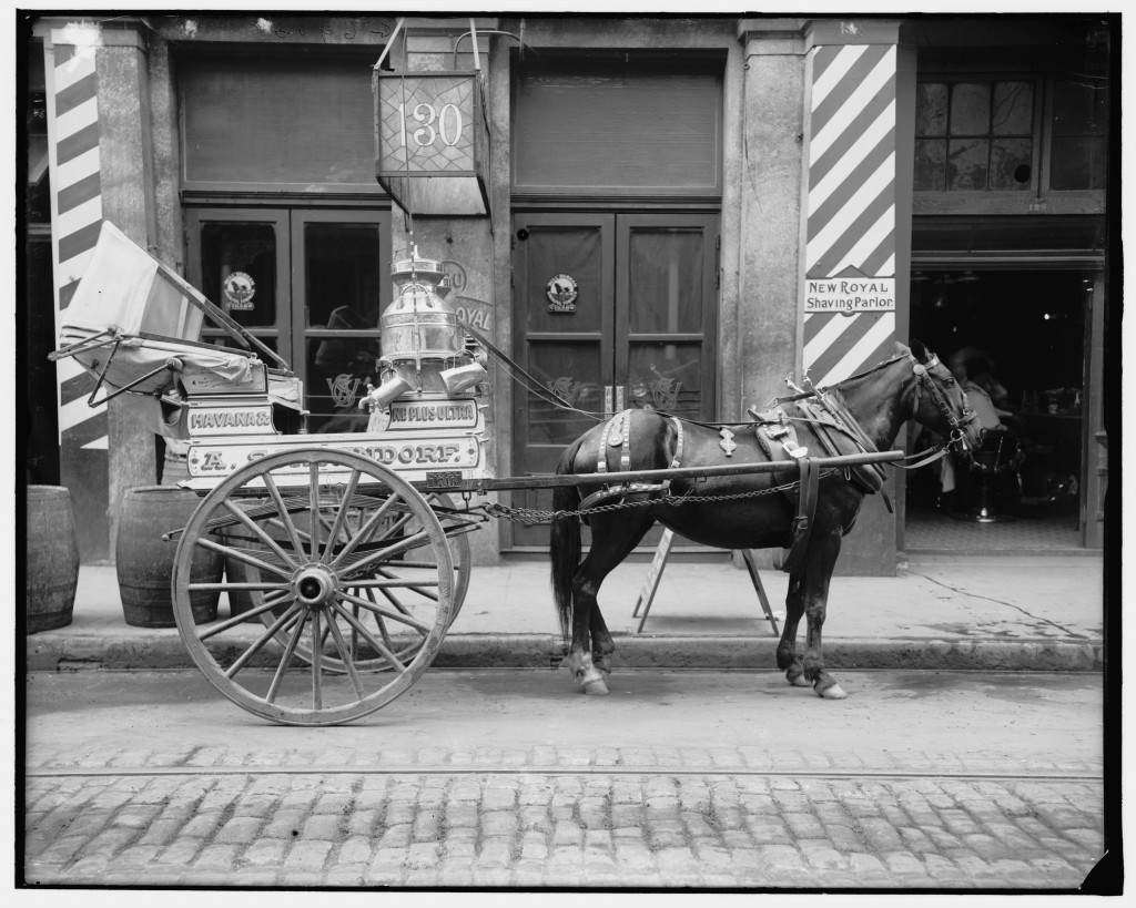New Orleans, La., a typical milk cart. Photo by Detroit Publishing Company, between 1900 and 1910. http://hdl.loc.gov/loc.pnp/det.4a19877