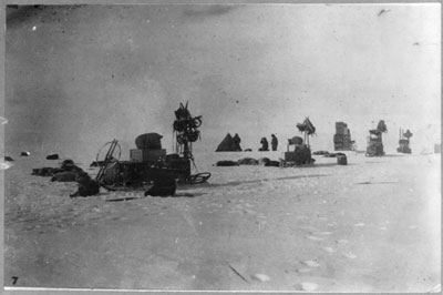 [Discovery and explorations of the South Pole by Capt. Roald Amundsen and crew, 1910-11]: A photograph of another of the expedition's camps on the way to pole