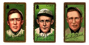 Chicago Cubs infielders Joe Tinker, Johnny Evers, and Frank Chance