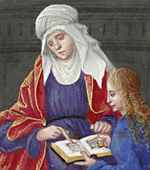 St. Anne teaching Mary to read: Illustration from Book of hours  (Ms. Library of Congress. Rosenwald ms. 10).