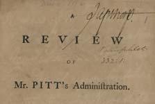 A Review of Mr. Pitt’s Administration.