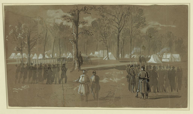 Camp of the second Connecticut regiment at Washington, in a grove on the north side of the city- Near th[e] New York 7th (LOC)