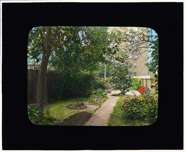 [Unidentified city garden, probably in New York, New York. (LOC)