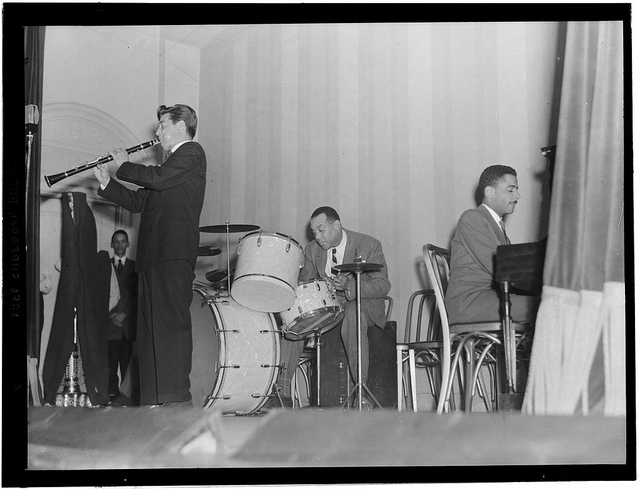 [Portrait of Joe Marsala, Zutty Singleton, and Teddy Wilson, National Press Club, Washington, D.C., ca. 1939] (LOC)