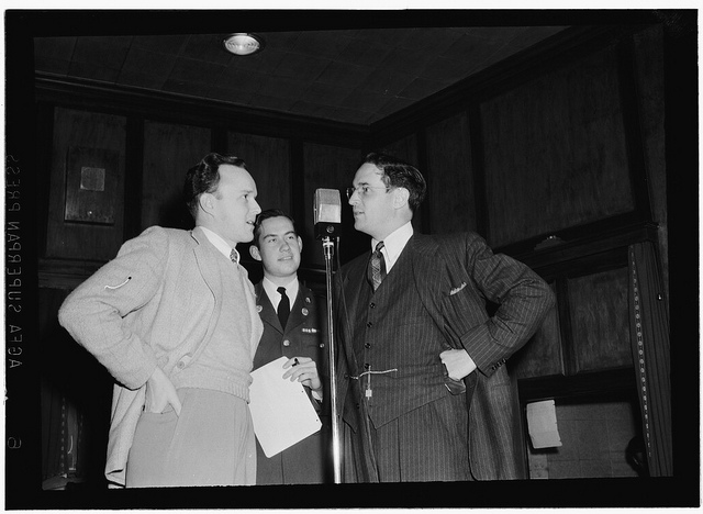 [Portrait of Will Bradley, Mart Garvey, and William P. Gottlieb, NBC/WRC show, Washington, D.C., ca. 1940] (LOC)