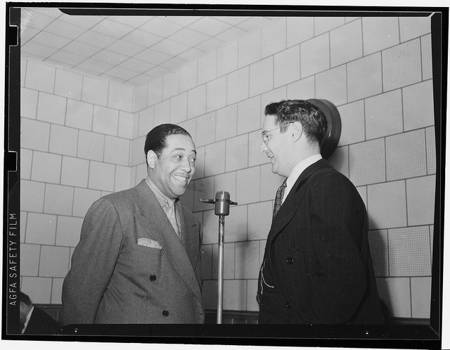 [Portrait of Duke Ellington and William P. Gottlieb, WINX, Washington, D.C., ca. 1940] (LOC)