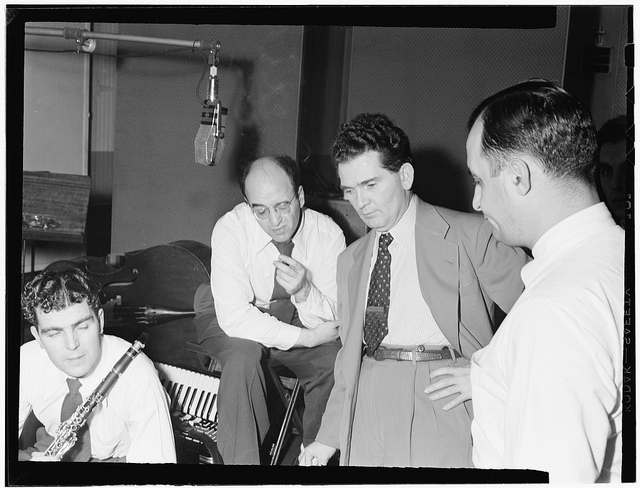 [Portrait of Joe Mooney, Andy Fitzgerald, Gaeton (Gate) Frega, and Morty Palitz, Decca studio, New York, N.Y., ca. Dec. 1946] (LOC)