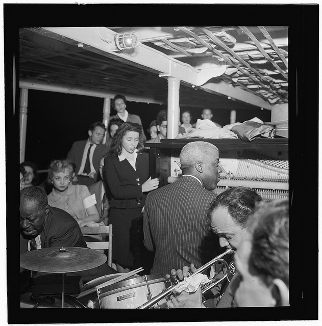 [Portrait of Baby Dodds and Marty Marsala, Riverboat on the Hudson, N.Y., ca. July 1947] (LOC)