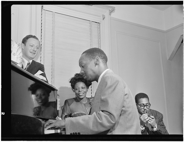 [Portrait of Milt Orent, Mary Lou Williams, Tadd Dameron, and Dizzy Gillespie, Mary Lou Williams' apartment, New York, N.Y., ca. Aug. 1947] (LOC)