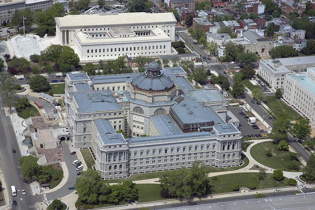 [Aerial view from the south of the Library of Congress Thomas Jefferson Building, Washington, D.C.] (LOC)