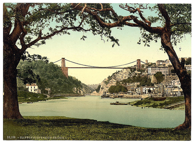 [Clifton suspension bridge from the ferry, Bristol, England]  (LOC)
