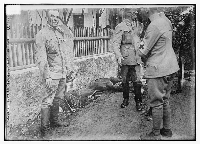 Wounded Austrian Officer on Patrol on Isonzo  (LOC)
