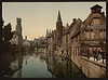 [Canal and Belfry, Bruges, Belgium] (LOC) by The Library of Congress