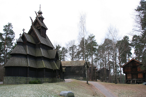 [Gols Church, with Hovenstuen and Staburet, Christiania, Norway] 2008
