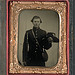 [Unidentified soldier in Union uniform with bayoneted musket, canteen, and Hardee hat] (LOC)